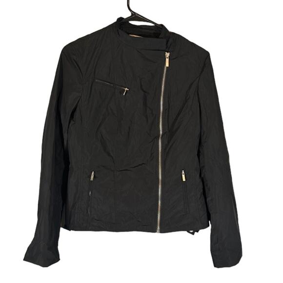 Calvin Klein Black Moto Style Front Full Zipper Jacket Women Sz S - Picture 1 of 10